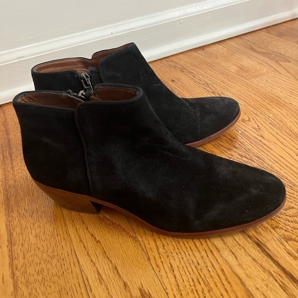 SAM EDELMAN Petty Black Suede Ankle Boots Booties Size 6.5 - Picture 7 of 10
